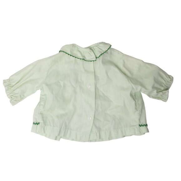 Vintage Baby Girls Dress Tops Frilly Green White Pink Hearts Polka Dot 1980s x 2 - Picture 5 of 13